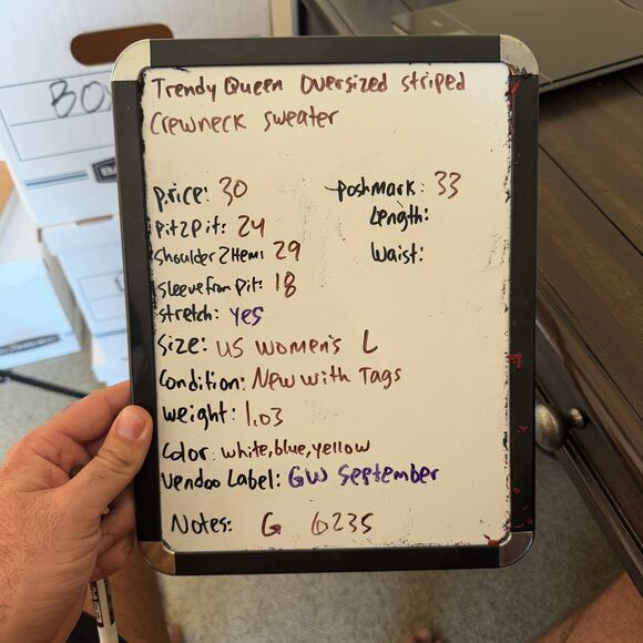 Trendy Queen Oversized Striped Crewneck Sweater US Women's L - Picture 8 of 8